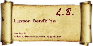 Lupsor Benáta névjegykártya